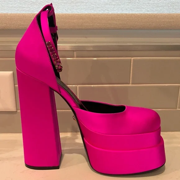 Versace Fuchsia Aevitas Single Platform Pumps - Picture 8 of 14